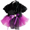 Vêtements de chien mignon chiot vêtements été noir cristal dentelle arc fête robe de princesse pour petit moyen Teddy caniche vêtements pour animaux de compagnie