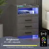 HWB Ładowanie stacja - sofa stolik czujnik ciała RGB Lekkie, inteligentny stolik nocny, nowoczesne meble do sypialni z szufladami i ślizgające się otwarte shees, szary
