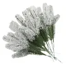 Fleurs décoratives 10 pièces, petites aiguilles de pin vertes simulées, Branches artificielles de noël, fausses plantes de neige, ornements de noël