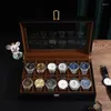 Watch Boxes & Cases Storage Box Luxury Solid Wood Case Retro Casket Wooden Display Watches For Men Organizer 12 Seats Collection C276p