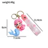 Porte-clés de voiture poupée princesse sirène 3D, dessin animé Kawaii grenouille pouding chien pingouin femmes sac pendentif porte-clés cadeau