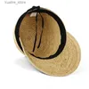 Wide Brim Hats Bucket Hats Straw Caps For Women Panama Equestrian Hat Vintage Summer Sun Hat Solid Raffia Visor Caps Female Breathable Beach Straw L240322