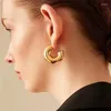 Stud Earrings Stainless Steel Oversize Chunky Round Circle Clip Earring For Women Gold Color C Shape Ear Cuff Tube Thick Earclips Jewelry