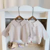 Baby Girls Cotton Letters Stickerei Mode Sailor Kragenhemden Koreanischer Stil Langarm Langarm Casual Blusen 1-5y 240318