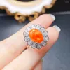 Cluster Rings Natural Untreated Earth Mined AAA VVS Orange Fire Opal Flower Ring 925 Sterling Silver Women Engagement For Gift