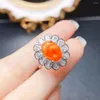 Klusterringar naturliga obehandlade jorden bryts av aaa vvs orange eld opal blommring 925 sterling silver kvinnor engagemang för gåva