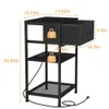 DOMYDEVM Black 2-piece Set Charging Station, End Storage Rack, Bedroom Fabric Drawer, Bedside Table with Small Area in Living Room