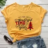 T-shirts pour femmes colorés C'est la période la plus merveilleuse de l'année Hipster T-shirt Mode Joyeux Noël Esthétique Tops Citation Fille Camisetas