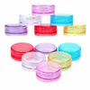 100pcs 2G kolorowy pusty plastikowy makijaż kosmetyczny Jar garnki przezroczyste próbki butelki