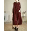 Casual Dresses Corduroy Dress Women Retro O-Neck Button Pocket Sleeveless Autumn Winter 2024