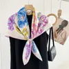 14mm 100% Silk Bandana Scarf Neckerchief Winter Print Stor fyrkantig Silk Shawe Cape Echarpe 35x35 240312