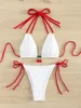 Damesbadmode 2024 Aardbei Designer Bikini Dames Sexy Wit Contrast Push Up Micro Badpak Braziliaans Bandage Badpak Thong