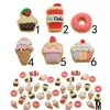 Flores decorativas 20/50/ resina bebidas misturadas bolos traseiros planos de morango Cupcakes Cabochon Scrapbook Diy enfeites bonecas em miniatura