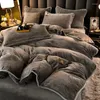 Conjuntos de cama luxo macio leite veludo tamanho completo cama consolador conjunto inverno quente dupla face velo capa de edredão têxteis para casa