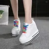 Casual Schoenen 2024 12CM Hakken Wedge Canvas Vrouw Hoge Platform Sneakers Gevulkaniseerd Verborgen Hak Hoogte Toenemend