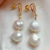 Dangle Earrings White Baroque Pearl Earring 18k Ear Drop Hook Platinum Everyday Beaded Wedding Diamond Children Silver Handmade