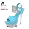 Designer Diamond Sandals For Women Luxury Model Show Highheels Sexy Pole Dance Shoes Summer Thick Platform Club Heels 240322