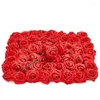 Fleurs décoratives 100/50pcs mousse rouge fausses têtes de roses 7cm artificielles pour bricolage Bouquets de mariage décoration de fête de saint valentin