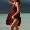 Sıradan Elbiseler 2024 Kadın Yaz Elbise Tankı Kolsuz V Gastık Fit Flwoy Boho Beach Güneşi Cepler Vestidos Curtos