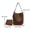 Shoulder Bags Women Retro Bag Large Capacity Versatile Shopper Adjustable Strap Solid Color Simple With Matching Clutch Set