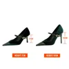 Korean Version Party 10cm 7cm High Heels Women Shoes Thin Velvet Shallow Montage Pointed Toe Metal Oneline Buckle Pumps 240320