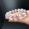 Decorative Figurines Natural Kunzite Bracelet Handmade Crystal Healing Jewelry Stretch Bangle Children Birthday Gift 1pcs 15MM