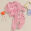 Set di abbigliamento Vestiti autunnali per bambina. Lettera con stampa a cuore, girocollo, manica lunga, pantaloni, completo, tuta da mamma