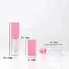 5ml 50Pcs Square Shape Lip Gloss Clear Tube Cosmetic Packaging Ctainer Pink White Black Lid With Plug Packing Plastic Bottles R10n#