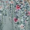 Camiseta feminina de manga comprida primavera gradiente floral estampado gola redonda top elegante e casual