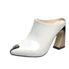 Scarpe casual Estate 2024 Pantofola da donna Sandalo con tacco alto Décolleté con diapositive in pelle PU di qualità da donna