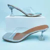 2024 Summer luksusowe kobiety wysokie obcasy Pvc Crystal Obcina Przezroczysta seksowna czyste sandały plus rozmiar Zapatos de Mujer 240318