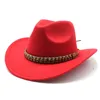 Vintage kobiety mężczyzn w stylu etnicznym zachodni kowbojski kapelusz szeroki dżentelmen dżentelmen Jazz Cowgirl Cap Party Cloche Sombrero Panama 240311