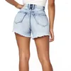 Kvinnors jeans mode casual sommar cool denim hög midja höftlyftande fransad frans delad sexig shorts gata kläder 2024