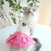 Hundkläder Cat Dress HeartSbow Design Pet Puppy Shirt Spring/Summer Clothes Outfit 5 Storlekar 2 färger