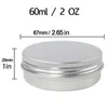 24 unids 60 g / 2 OZ Metal Aluminio Latas Redondas Caja Sier Vacío Cosmético Crema Tarro Pote Caja Tornillo Rosca Tapa Bálsamo Labial Ctainer q7U2 #