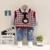 Kledingsets Lente Herfst Gepersonaliseerde Baby Boy Kleding 2 Tot 3 Jaar Cartoon Mouwloos Vest Shirts Jeans 3 STKS Kinderpakken Jongens