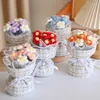 Decorative Flowers Crochet Flower Bouquet Graduation With Led Lamp Valentines Day Gift Finished Knitting Mother's