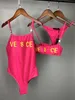 Włoski projektant Dam Letter Drukuj Bikini Dwuczęściowe seksowne kantar niski strój kąpielowy jednoczęściowy bikini na plaży na plaży