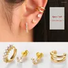Boucles d'oreilles Dowi 4 pièces/ensemble couleur or, ensemble de clips pour femmes, cerceau en zircone cubique, bijoux bohème à la mode 2024