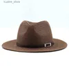 Chapeaux larges chapeaux seau taille 54-56-58 59-60 cm nouveau chapeau de paille Panama naturel été hommes large marron plage Protection UV Fedora chapeau de soleil en gros L240322