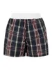 Women's Shorts Y2k Fashion Loose 00s Retro High Elastic Waist Plaid Short Pants Button Summer Casual Harajuku Streetwear