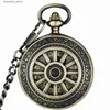 Pocket Watches Vintage Mechanical Skeleton Hollow Pendant Necklace Chain Hand Wind Pocket es Men Ladies Male Gifts L240322