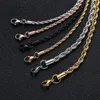 18K Echte vergulde roestvrijstalen staal Twisted ketting ketting geschikt voor veelzijdige kettingen Mannen en vrouwen 2 mm/2,5 mm/3 mm/4 mm/5 mm/6 mm/7 mm/8 mm