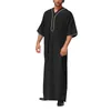 Etniska kläder muslimska löst Jubba Thobe Mens Casual Arab Dubai Robe Middle Sleeve Button Shirt Long Robes Kaftan Saudi Arabia