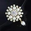 Pins Broches OKILY luxe broche 2024 perle d'eau douce broches broches pour femme zircone fleur vraie perle Broch exquis pendentif accessoire L240323