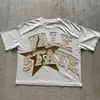 Tendance de la rue Alphabet Patch T-shirt à manches courtes Hommes y2k Goth Harajuku mode couple de rue lâche T-shirt surdimensionné 240313