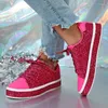 Casual Shoes Spring Pink Vulcanized Slip On Bling Platform Sneakers Women 2024 Fashion Comfort Outdoors Walking Lace-Up