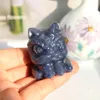 Decorative Figurines 47mm Hand Carved Selling Natural Blue Aventurine Crystal Healing Lion Dance Carving Fashion Jewelry Ornament For