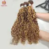 تسليط الضوء على حزم موجة المياه مع الدانتيل الشفاف الأمامي مع حزم الشعر البشري 30 بوصة Applegirl Brazilian Remy Hair