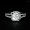 Cluster Rings 925 Sterling Silver Engagement Wedding Promise Ring for Women Fashion Finger Original Design Smycken